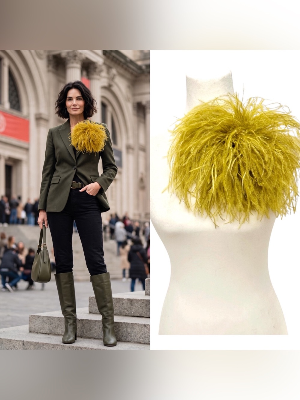 Mustard Feather Statement Brooch - Women Jewelry Brooches